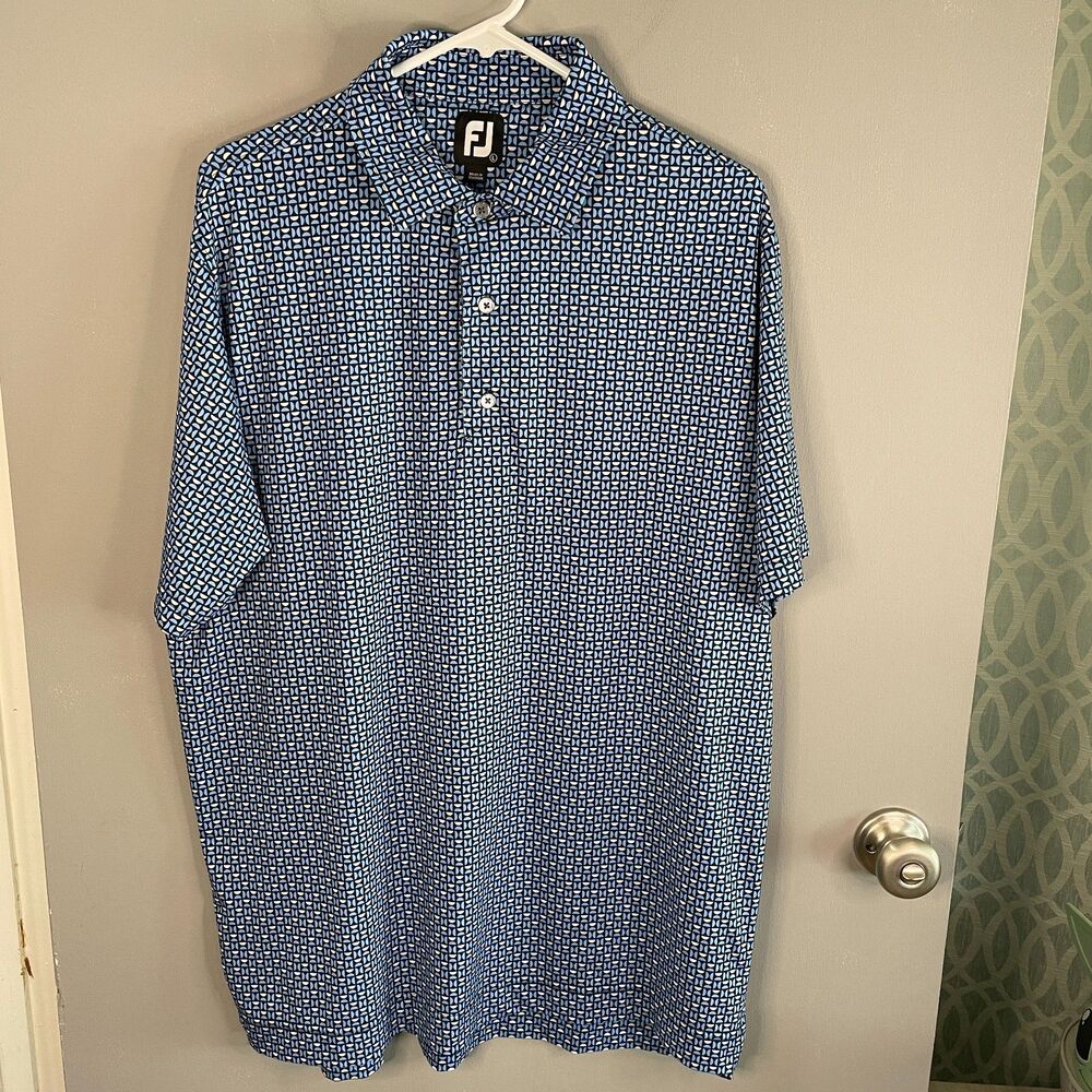 FootJoy Mens L Geometric AOP Golf Polo Shirt